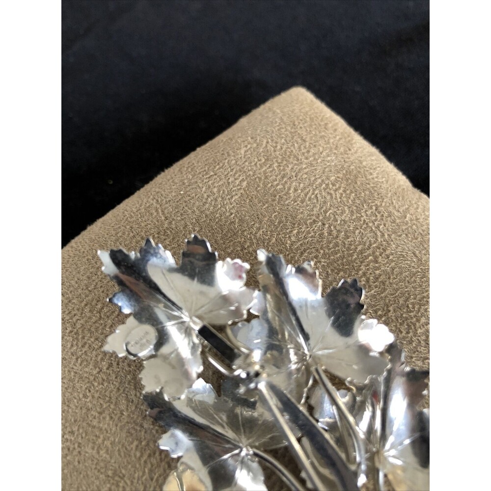 Vintage Sterling Silver Leaf Brooch Signed BB - Picture 4 of 7